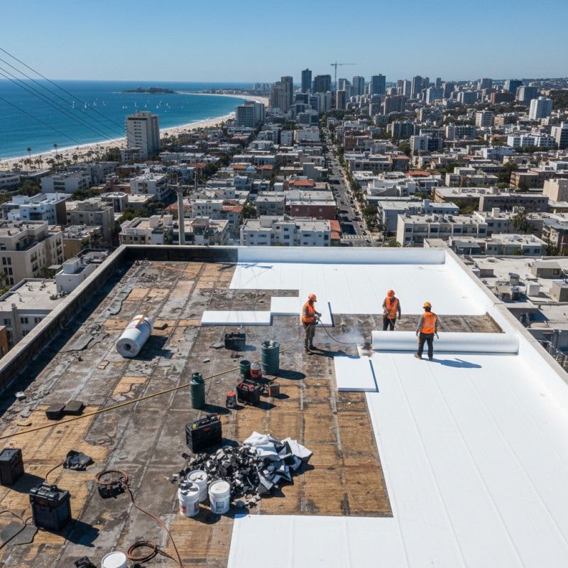 Single Ply Roof Installation